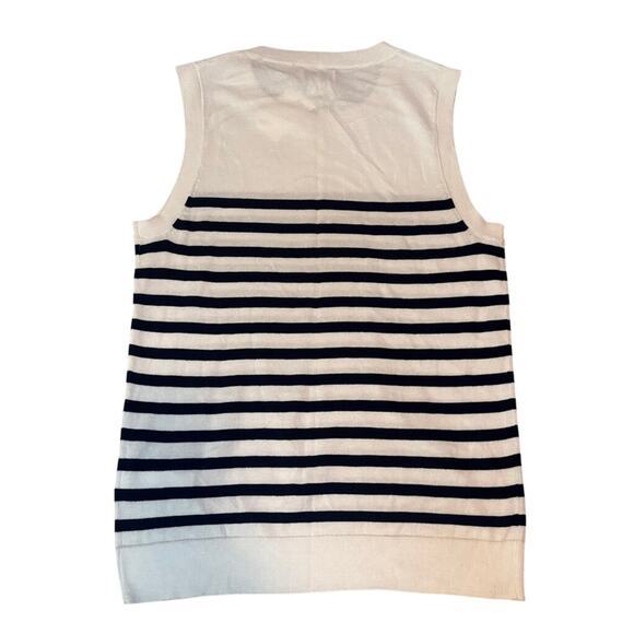 J.Crew Factory XS Striped Cotton Sweater Tank Top Navy White Nautical Knit - Picture 3 of 5